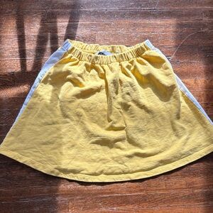 Reclaimed Vintage Yellow Circle Skirt with White Side Stripes